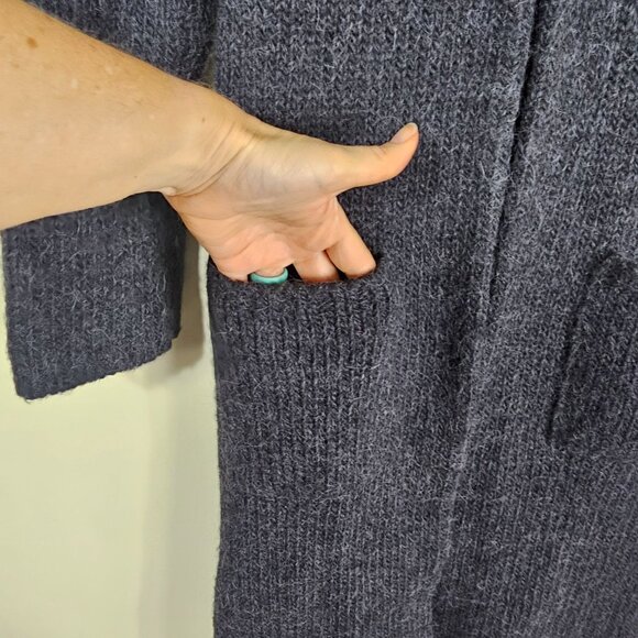 J.Crew Alpaca Blend Long Sweater Cardigan Coat Sz XS Charcoal Quiet Luxury - Picture 5 of 11